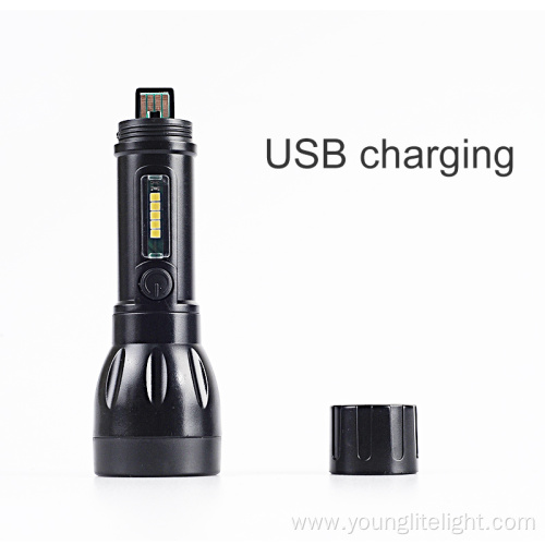 Plastic 3W LED flashlight hidden USB charge port